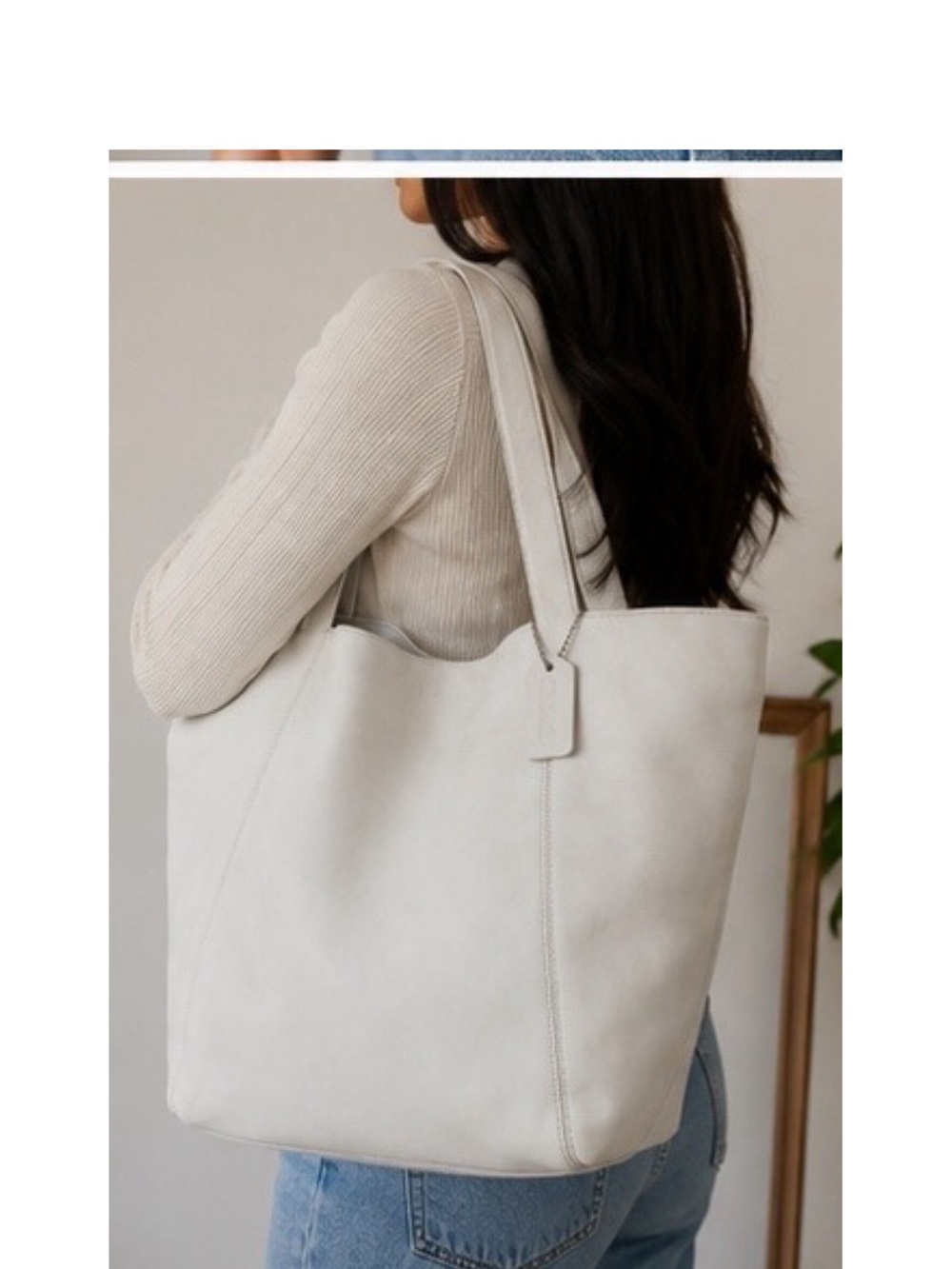 Coach White Leather Tote Bag | Large Shoulder Bag | Genuine Leather - Picture 3 of 10